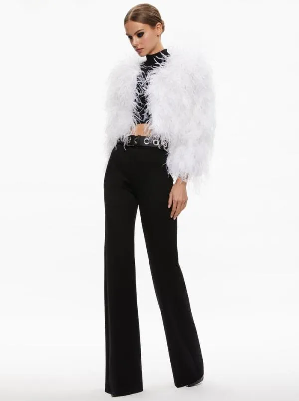 Jackets Coats Women Alice Olivia KIDMAN FEATHER JACKET Off White