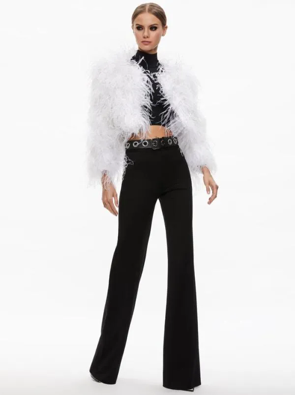 Jackets Coats Women Alice Olivia KIDMAN FEATHER JACKET Off White