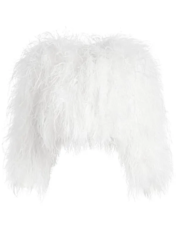 Jackets Coats Women Alice Olivia KIDMAN FEATHER JACKET Off White