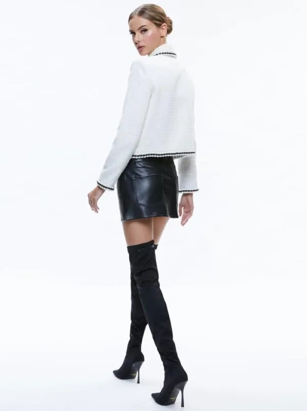 Jackets Coats Women Alice Olivia KIDMAN PEARL COLLAR BOXY JACKET Off White