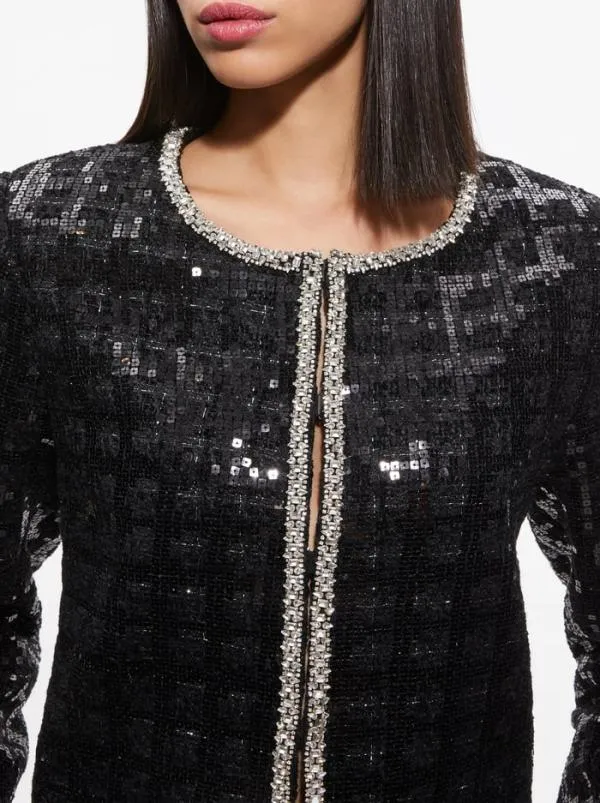 Jackets Coats Women Alice Olivia KIDMAN SEQUIN TWEED JACKET Black