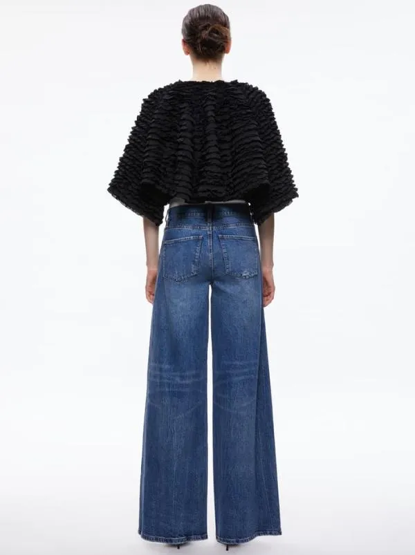 Jackets Coats Women Alice Olivia LOREE RUFFLE TIE FRONT CROPPED JACKET Black