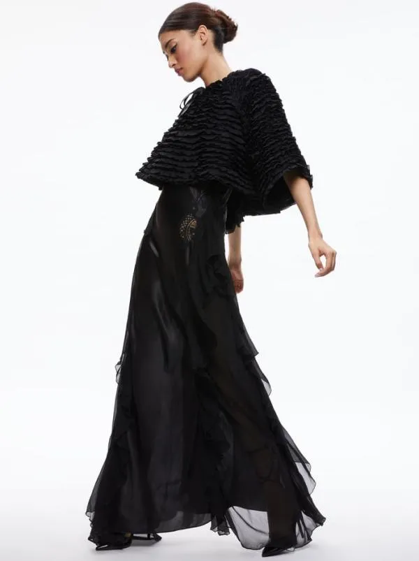 Jackets Coats Women Alice Olivia LOREE RUFFLE TIE FRONT CROPPED JACKET Black