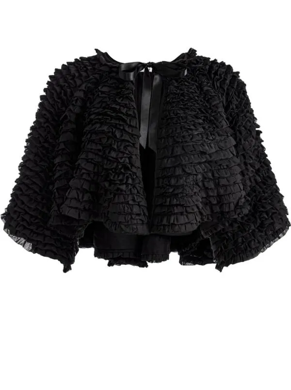 Jackets Coats Women Alice Olivia LOREE RUFFLE TIE FRONT CROPPED JACKET Black