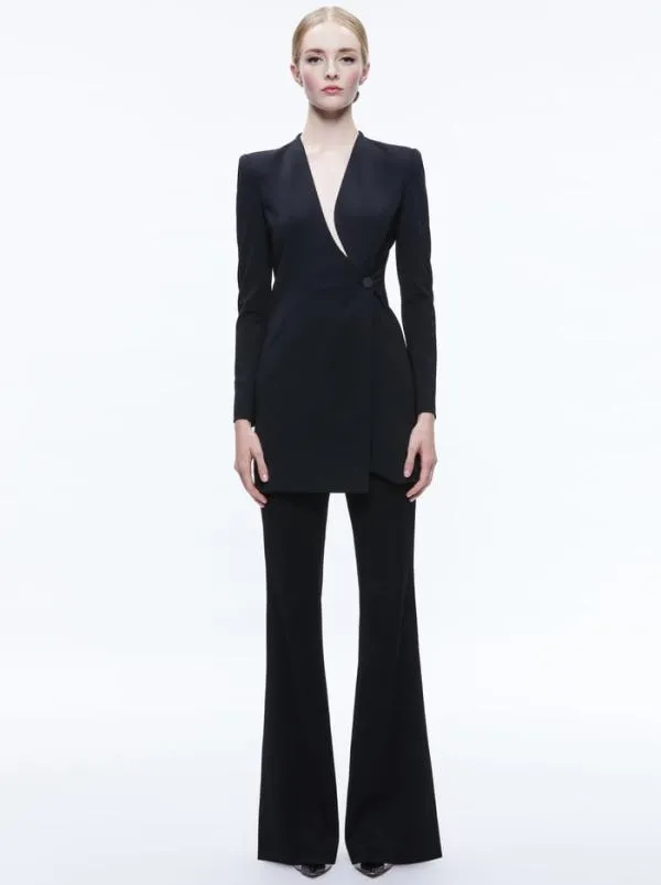 Jackets Coats Women Alice Olivia LUCIEN CURVED VNECK FITTED BLAZER Black