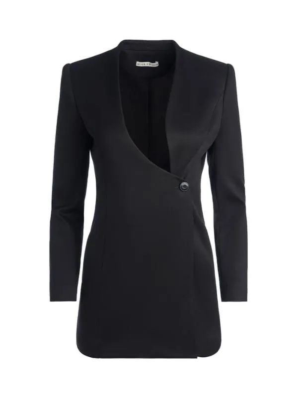 Jackets Coats Women Alice Olivia LUCIEN CURVED VNECK FITTED BLAZER Black