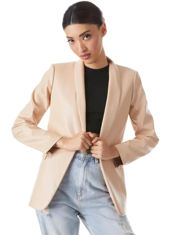 Jackets Coats Women Alice Olivia MACEY VEGAN LEATHER SHAWL COLLAR BLAZER Almond Jackets Coats Women Alice Olivia MACEY VEGAN LEATHER SHAWL COLLAR BLAZER Almond