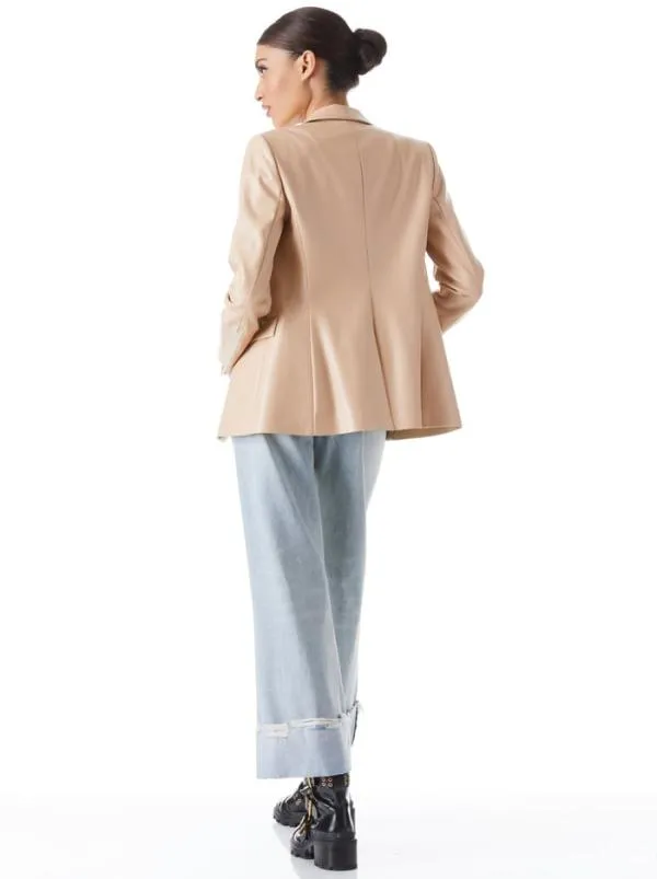 Jackets Coats Women Alice Olivia MACEY VEGAN LEATHER SHAWL COLLAR BLAZER Almond