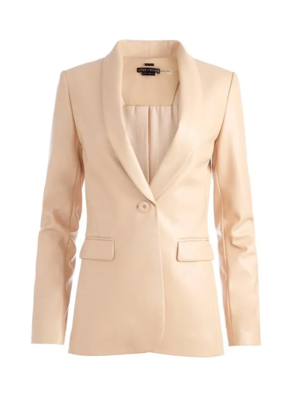 Jackets Coats Women Alice Olivia MACEY VEGAN LEATHER SHAWL COLLAR BLAZER Almond