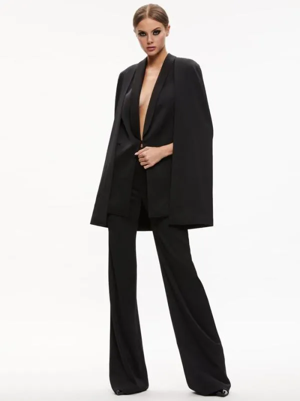 Jackets Coats Women Alice Olivia MERRIE SHAWL COLLAR CAPE VEST Black