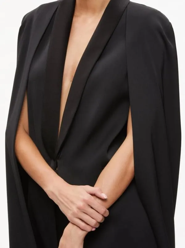 Jackets Coats Women Alice Olivia MERRIE SHAWL COLLAR CAPE VEST Black
