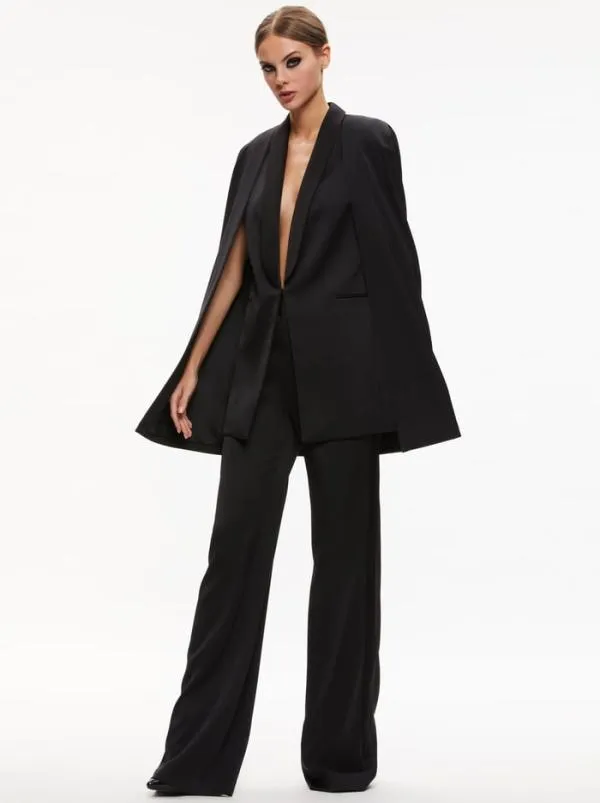 Jackets Coats Women Alice Olivia MERRIE SHAWL COLLAR CAPE VEST Black