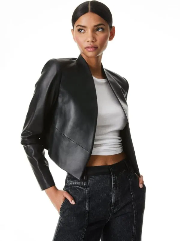 Jackets Coats Women Alice Olivia NEW HARVEY LEATHER JACKET Black