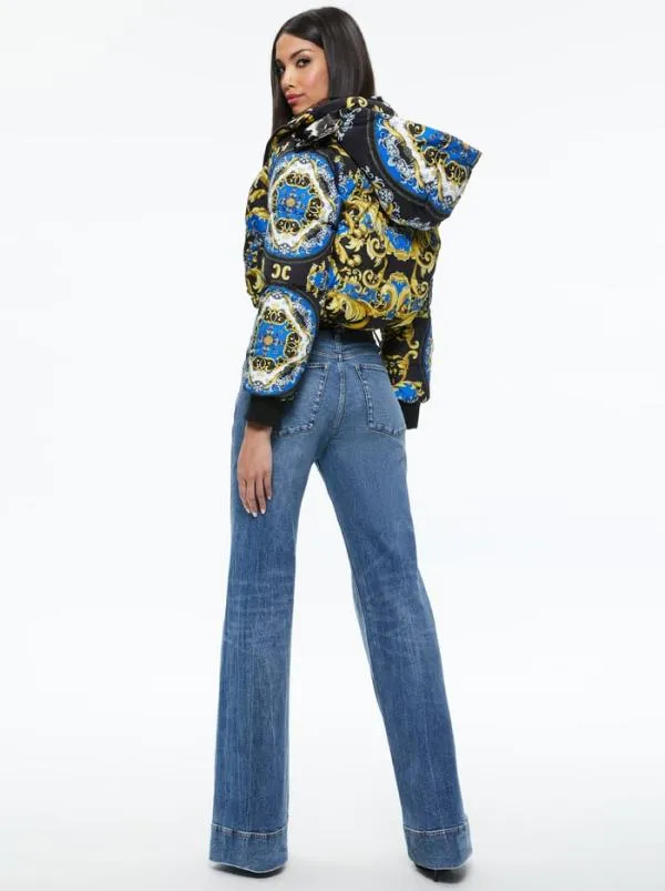 Jackets Coats Women Alice Olivia ROBENA REVERSIBLE CROPPED PUFFER JACKET Regal Romance Sapphire