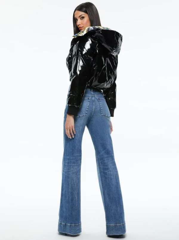 Jackets Coats Women Alice Olivia ROBENA REVERSIBLE CROPPED PUFFER JACKET Regal Romance Sapphire