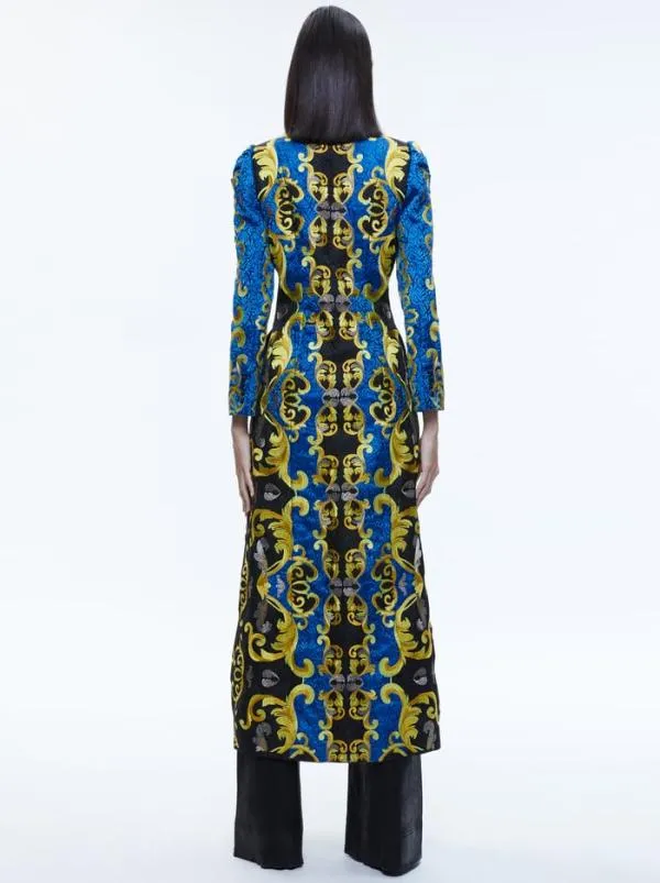 Jackets Coats Women Alice Olivia THOMAS EMBROIDERED MAXI COAT Sapphireblack