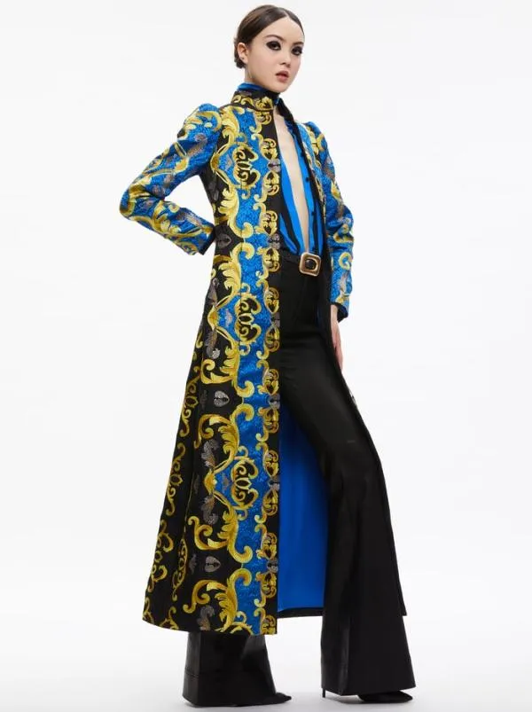 Jackets Coats Women Alice Olivia THOMAS EMBROIDERED MAXI COAT Sapphireblack