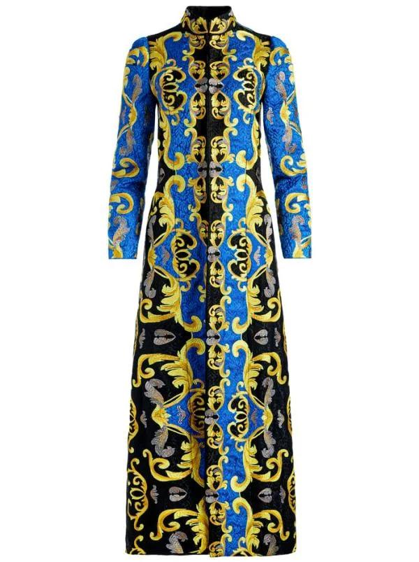 Jackets Coats Women Alice Olivia THOMAS EMBROIDERED MAXI COAT Sapphireblack