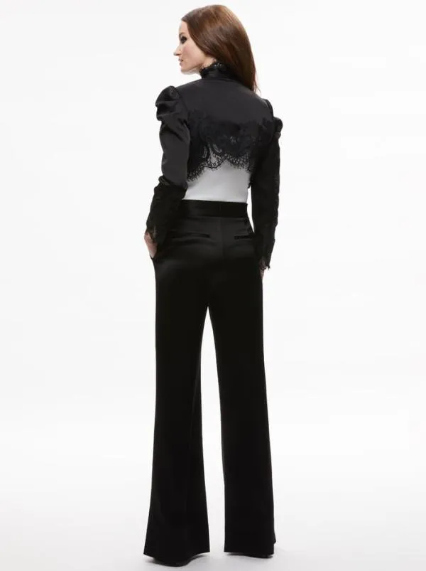 Jackets Coats Women Alice Olivia THOMASINA PUFF SLEEVE LACE CROPPED JACKET Black
