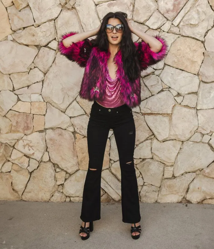 Jennafer Grace Monster Pink Planet Queen Faux Fur Jacket Clothing Unique Vintage Coats and Jackets