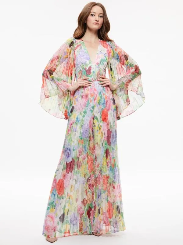 Jumpsuits Women Alice Olivia BENNET PLEATED WIDE LEG JUMPSUIT Dawn Floral
