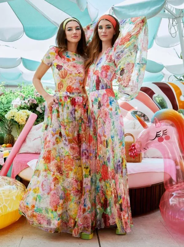 Jumpsuits Women Alice Olivia BENNET PLEATED WIDE LEG JUMPSUIT Dawn Floral