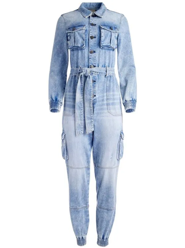 Jumpsuits Women Alice Olivia ETHA CHAMBRAY JUMPSUIT Lightning Blue