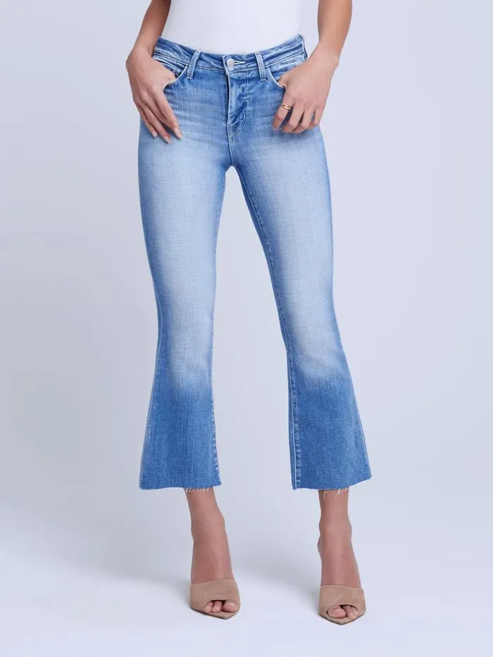 L039Agence Aged Denim Women Kendra Cropped Flare Jean Balboa