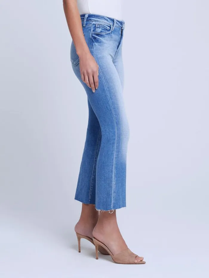 L039Agence Aged Denim Women Kendra Cropped Flare Jean Balboa