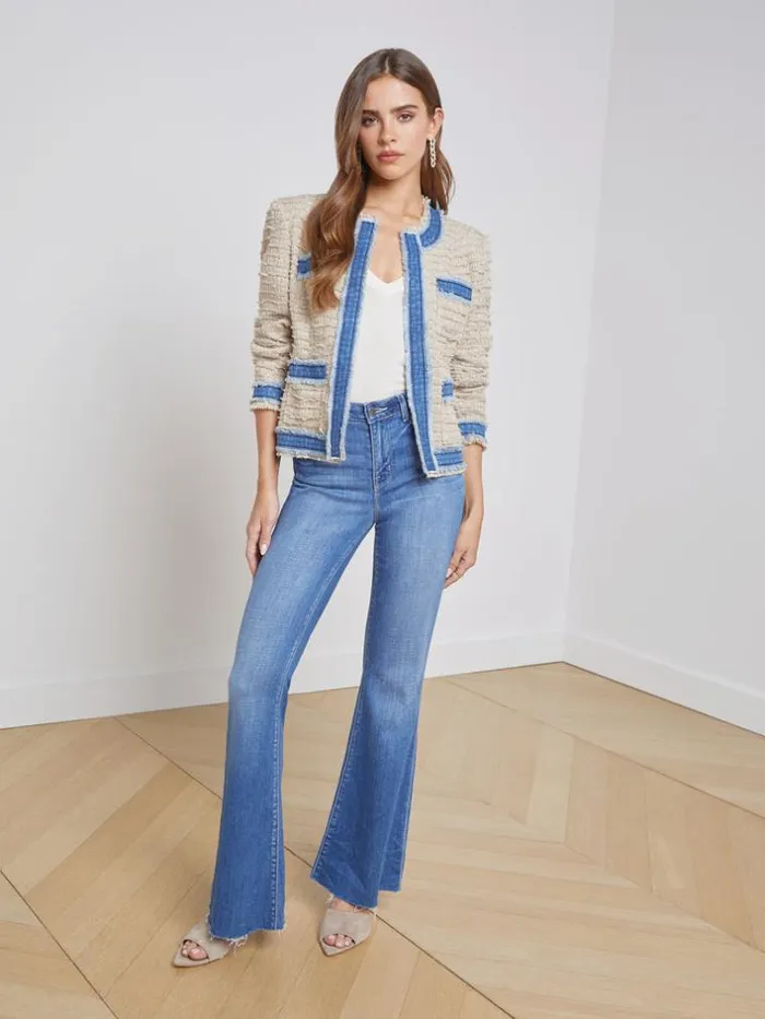 L039Agence Blazers and Jackets Women Agnes Tweed Denim Jacket Oxford Tanpomona