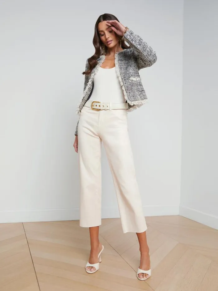 L039Agence Blazers and Jackets Women Angelina Tweed Jacket Ecrublackmetallic