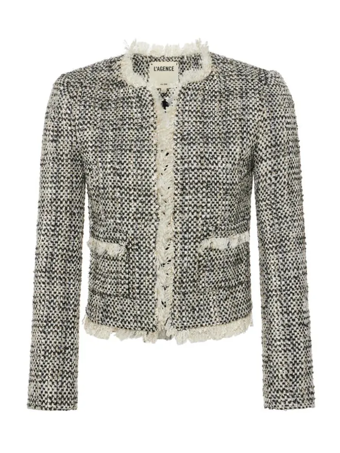 L039Agence Blazers and Jackets Women Angelina Tweed Jacket Ecrublackmetallic