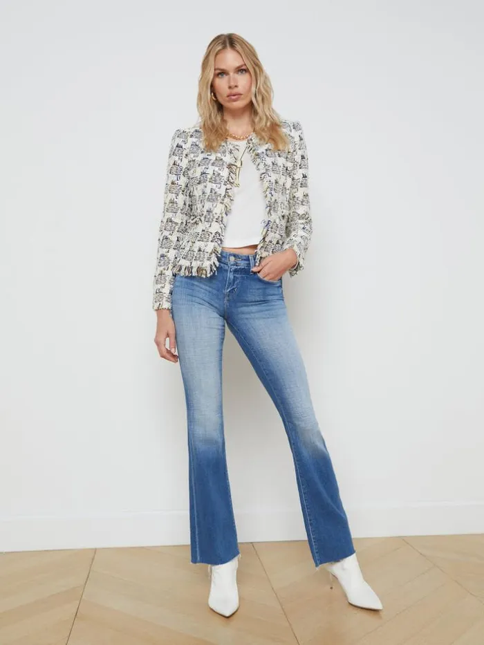 L039Agence Blazers and Jackets Women Angelina Tweed Jacket Ivory Multi Tweed Plaid