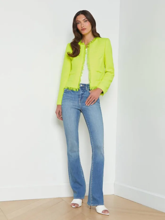 L039Agence Blazers and Jackets Women Angelina Tweed Jacket Neon Citrus