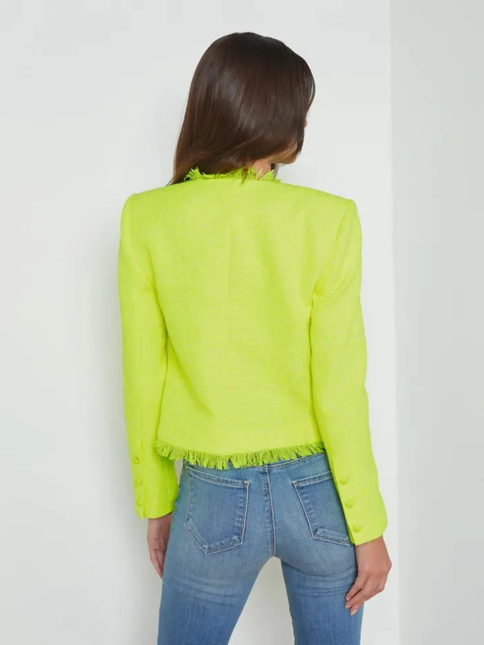 L039Agence Blazers and Jackets Women Angelina Tweed Jacket Neon Citrus