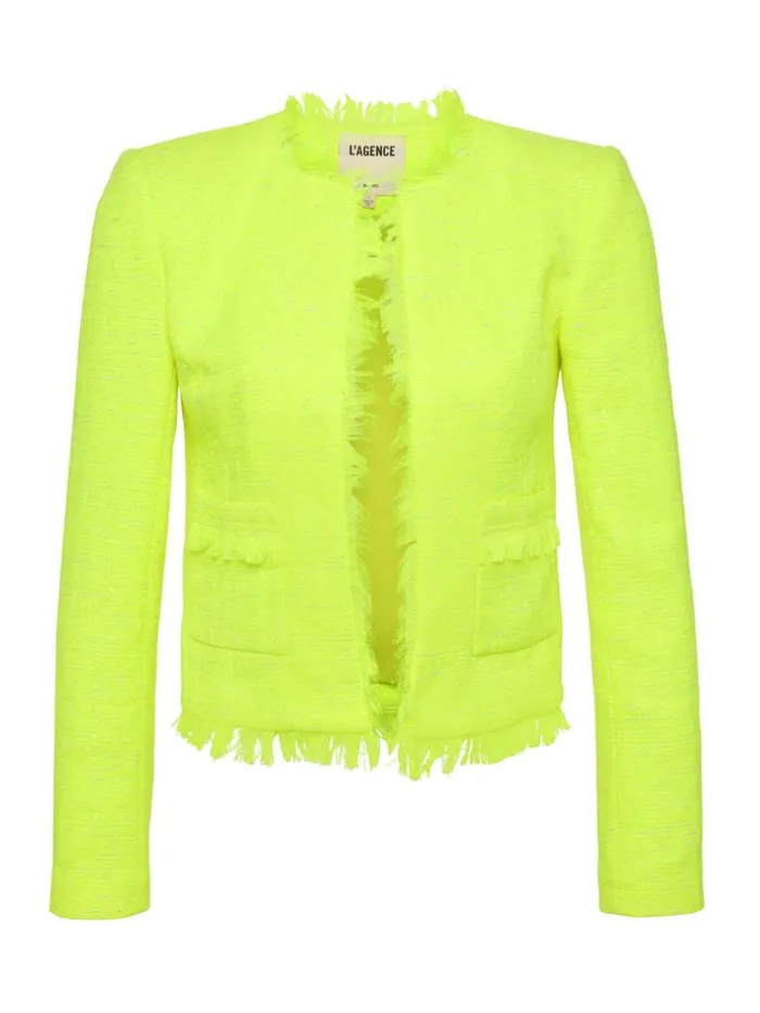 L039Agence Blazers and Jackets Women Angelina Tweed Jacket Neon Citrus