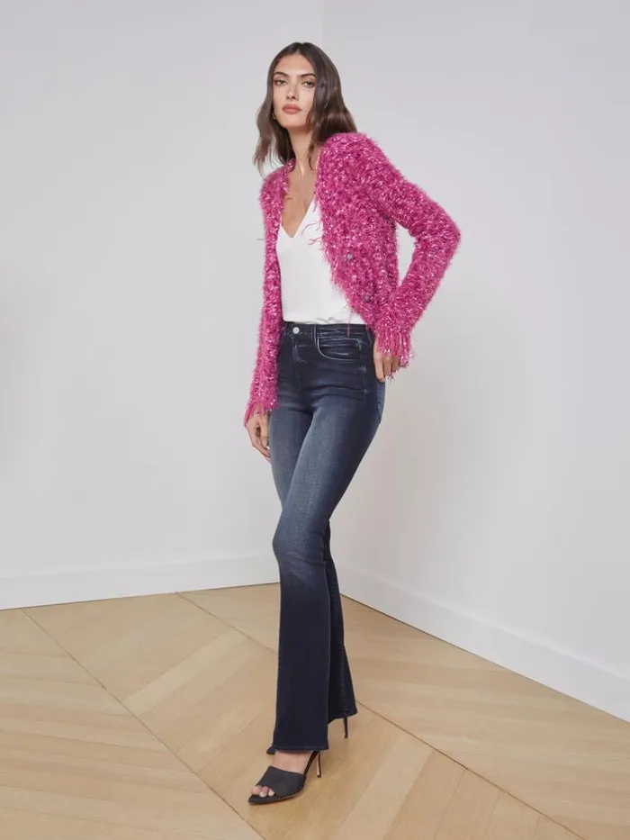 L039Agence Blazers and Jackets Women Azure Fringe Cardigan Blazer Pink