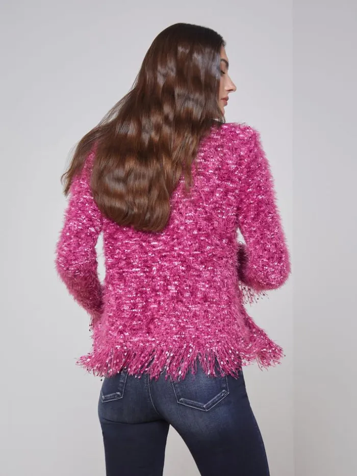 L039Agence Blazers and Jackets Women Azure Fringe Cardigan Blazer Pink