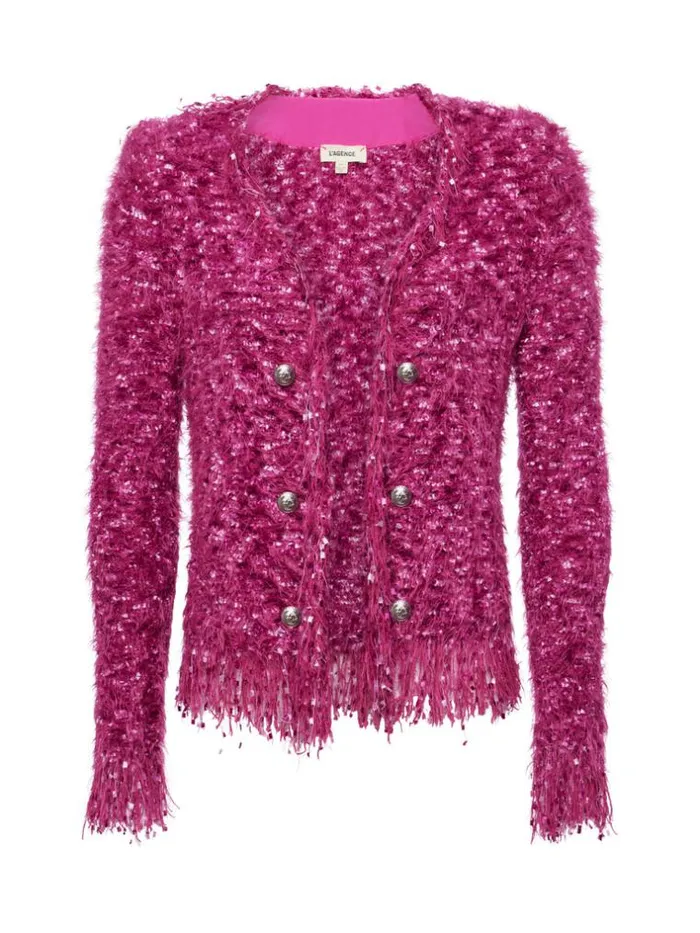 L039Agence Blazers and Jackets Women Azure Fringe Cardigan Blazer Pink