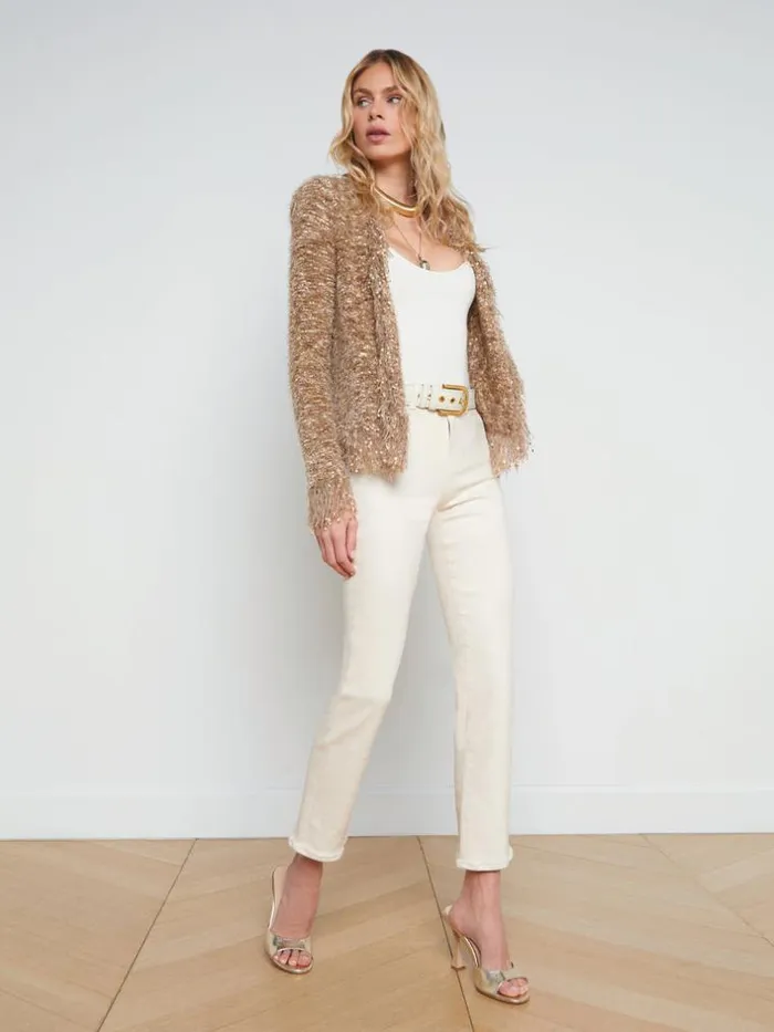 L039Agence Blazers and Jackets Women Azure Fringe Cardigan Blazer Tan Multi