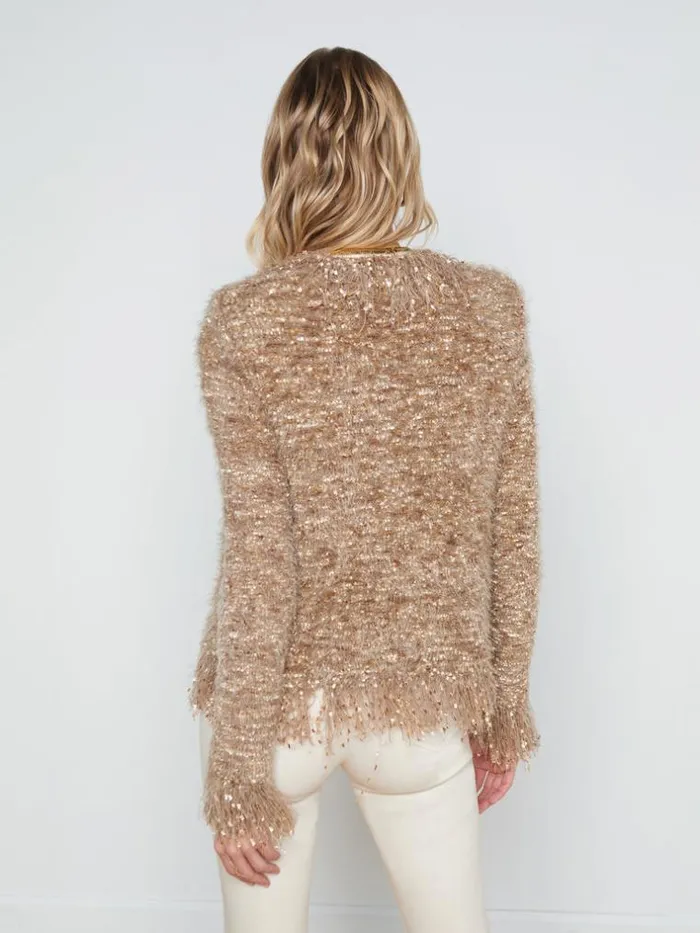 L039Agence Blazers and Jackets Women Azure Fringe Cardigan Blazer Tan Multi