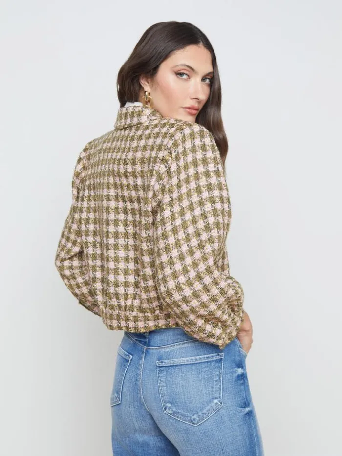 L039Agence Blazers and Jackets Women Bridges Tweed Jacket Armylight Pink Multi
