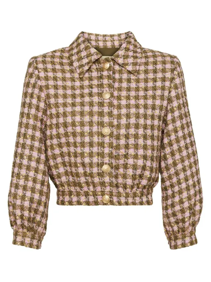 L039Agence Blazers and Jackets Women Bridges Tweed Jacket Armylight Pink Multi