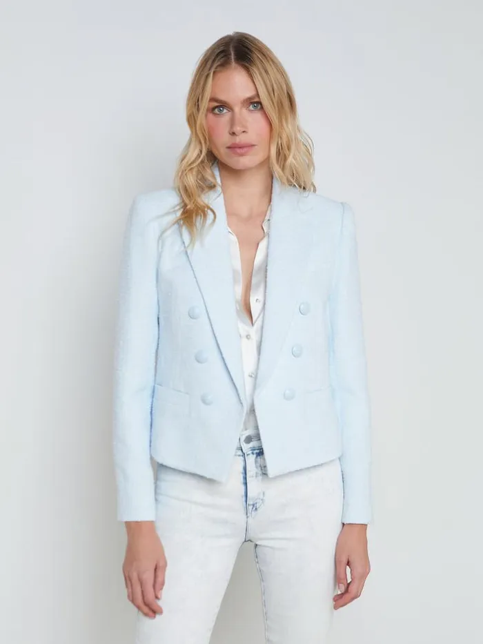 L039Agence Blazers and Jackets Women Brooke OpenFront Blazer Ice Water