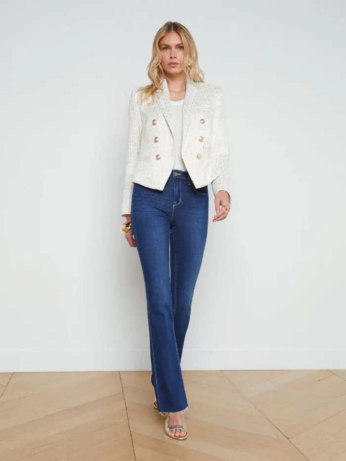 L039Agence Blazers and Jackets Women Brooke OpenFront Blazer Ivorylight Gold