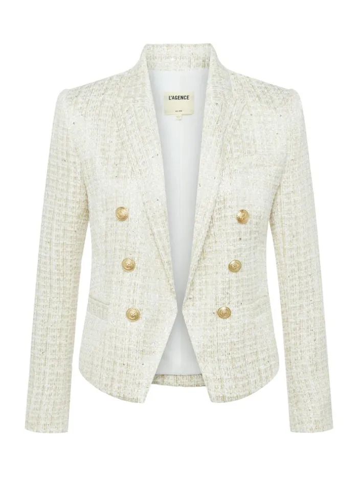 L039Agence Blazers and Jackets Women Brooke OpenFront Blazer Ivorylight Gold