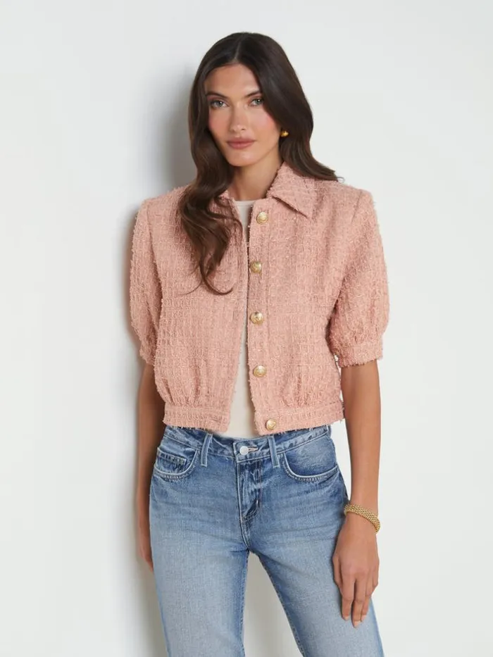 L039Agence Blazers and Jackets Women Cove Cropped Jacket Dusty Pink
