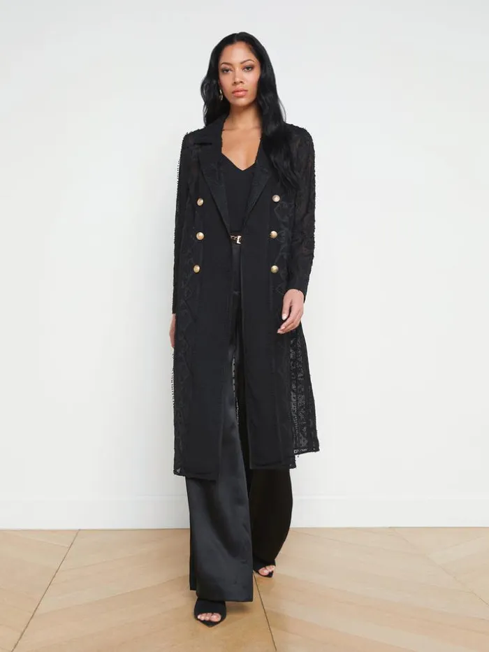 L039Agence Blazers and Jackets Women Dottie Lace Trench Coat Black