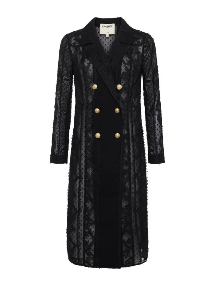 L039Agence Blazers and Jackets Women Dottie Lace Trench Coat Black