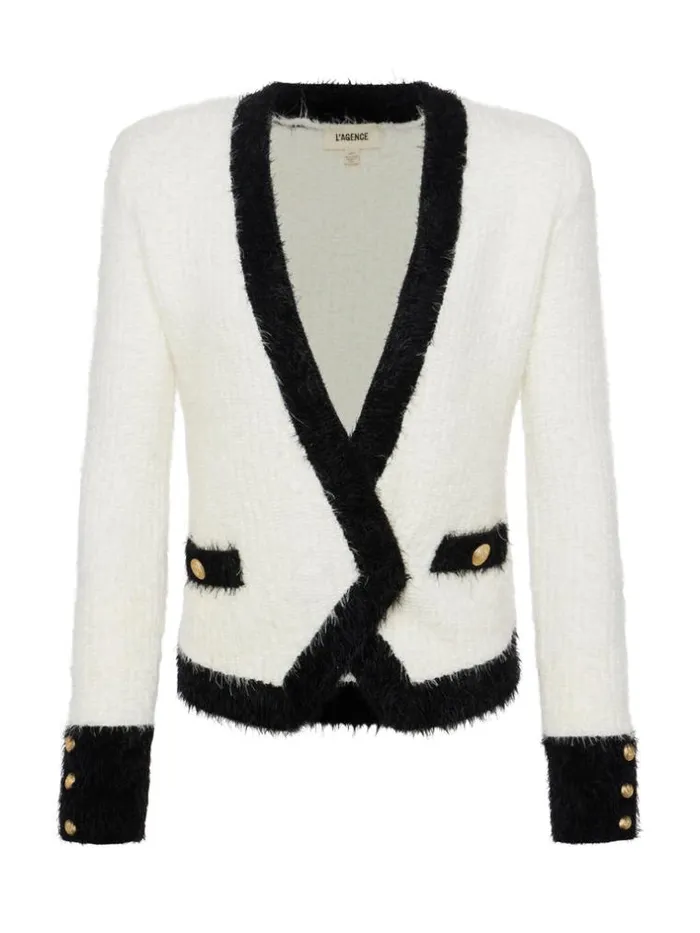 L039Agence Blazers and Jackets Women Georgia Contrast Cardigan Blazer Whiteblack